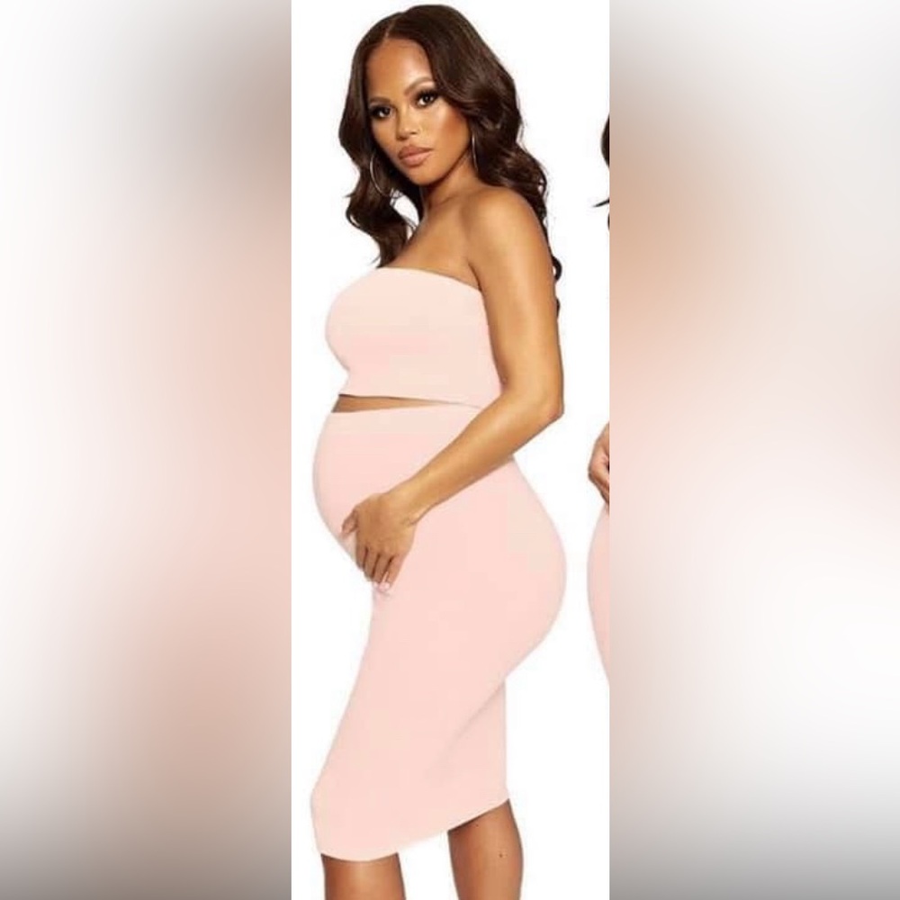 Naked Wardrobe Pink Midi Pencil Skirt Set